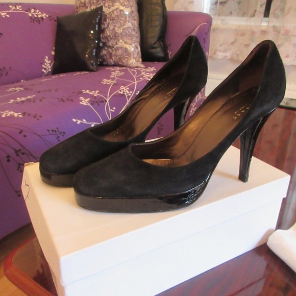 Theory suede and leather high-heeled platforms - Picture 3 of 8